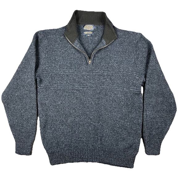 Pendleton Sweater Mens L Washable Wool Shetland Knit Laine Lavable Zip BlueGray - Picture 1 of 11